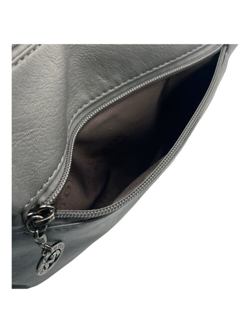 Mei Ya Shi Dun Gray Shoulder Crossover Purse 4 Zippered & 2 Snap Magnet Pockets - Picture 10 of 13
